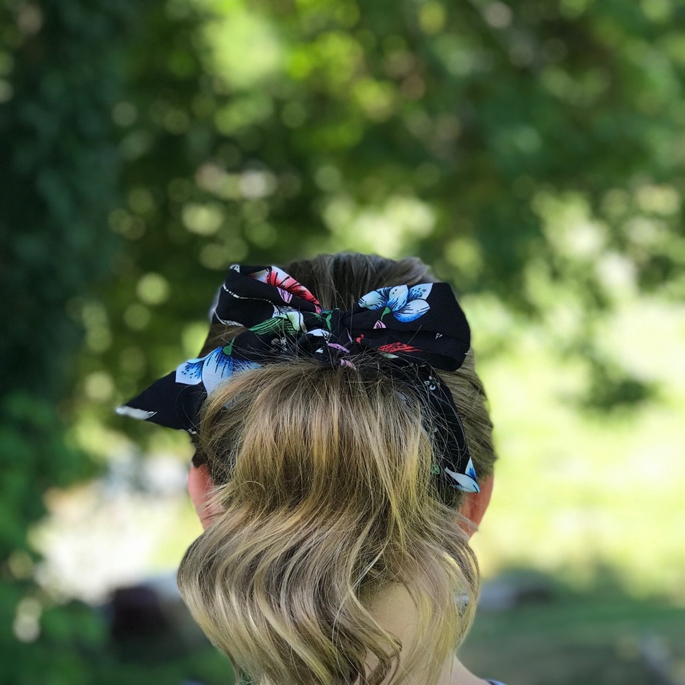 🆕4 Pack NEW floral chiffon scrunchie hair ribbon - Picture 6 of 8